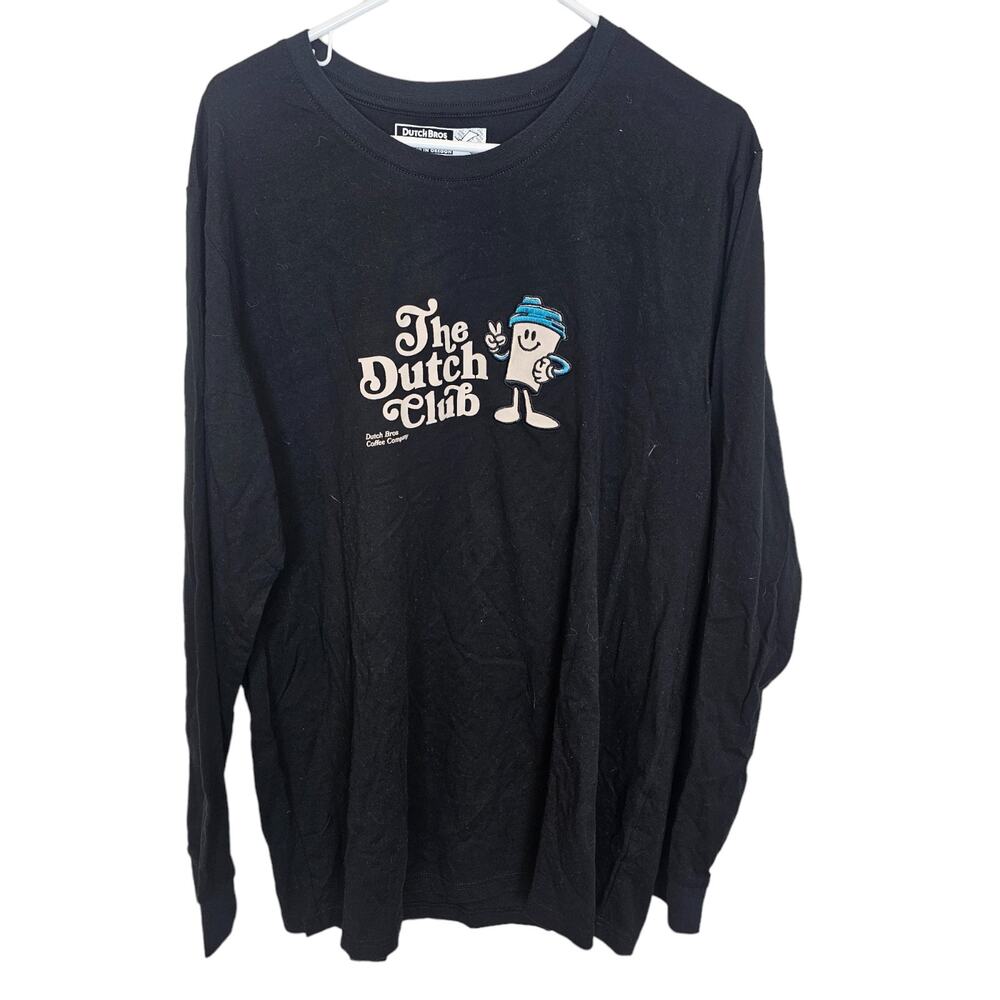 Dutch Bros Mens Graphic T-Shirt Size XL The Dutch Club Crew Neck LS Tee Coffee